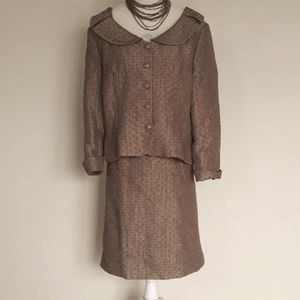 % Laura Petites Textured Khaki Suit - Jacket & Skirt